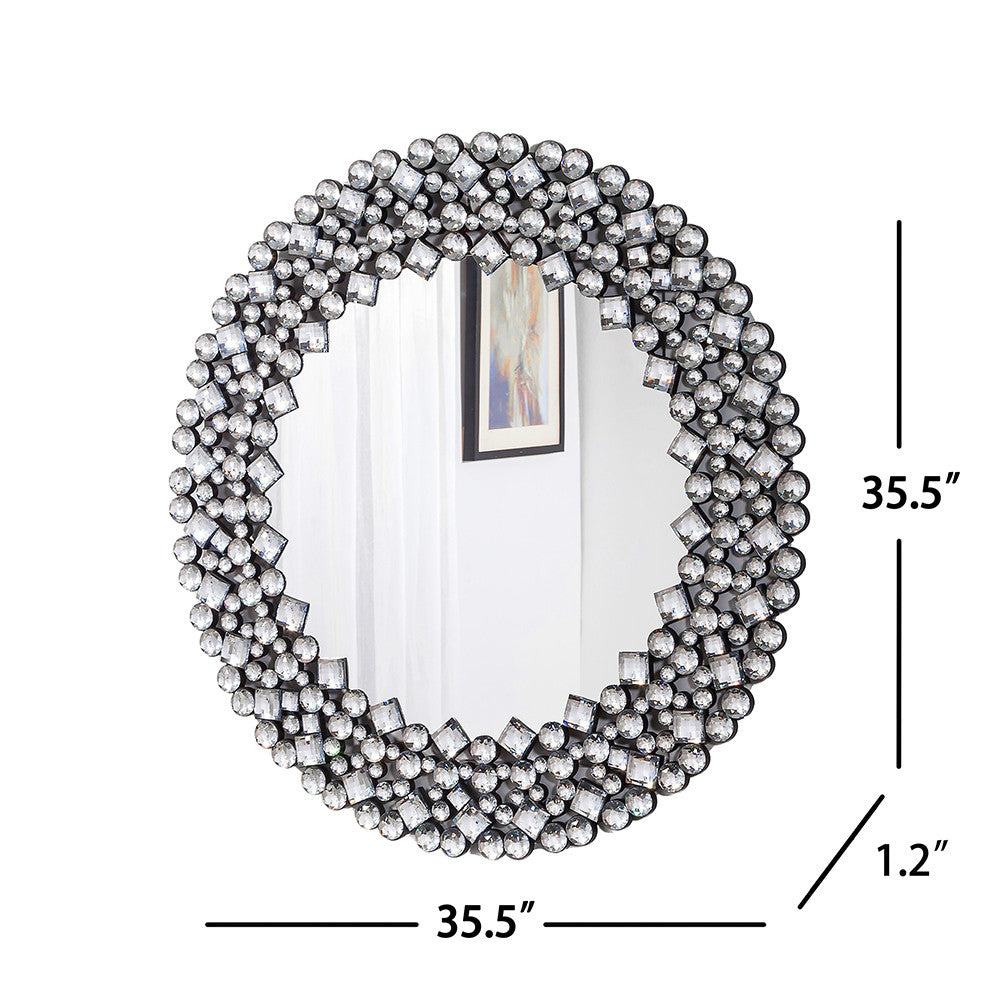 Round Diamond Jeweled Wall Mirror