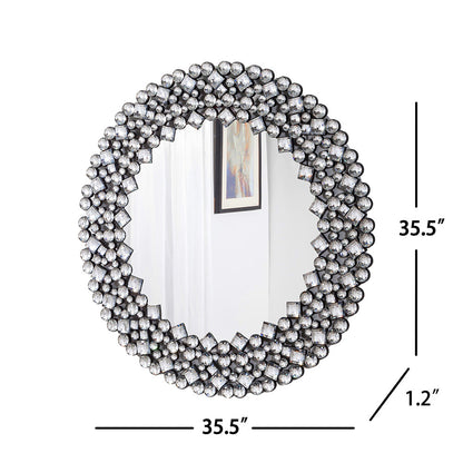 Round Diamond Jeweled Wall Mirror