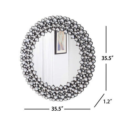 35" Round Faux Crystal Framed Venetian Accent Mirror