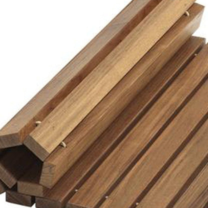 20" Brown Teak Wood Rolling Square Bath Mat