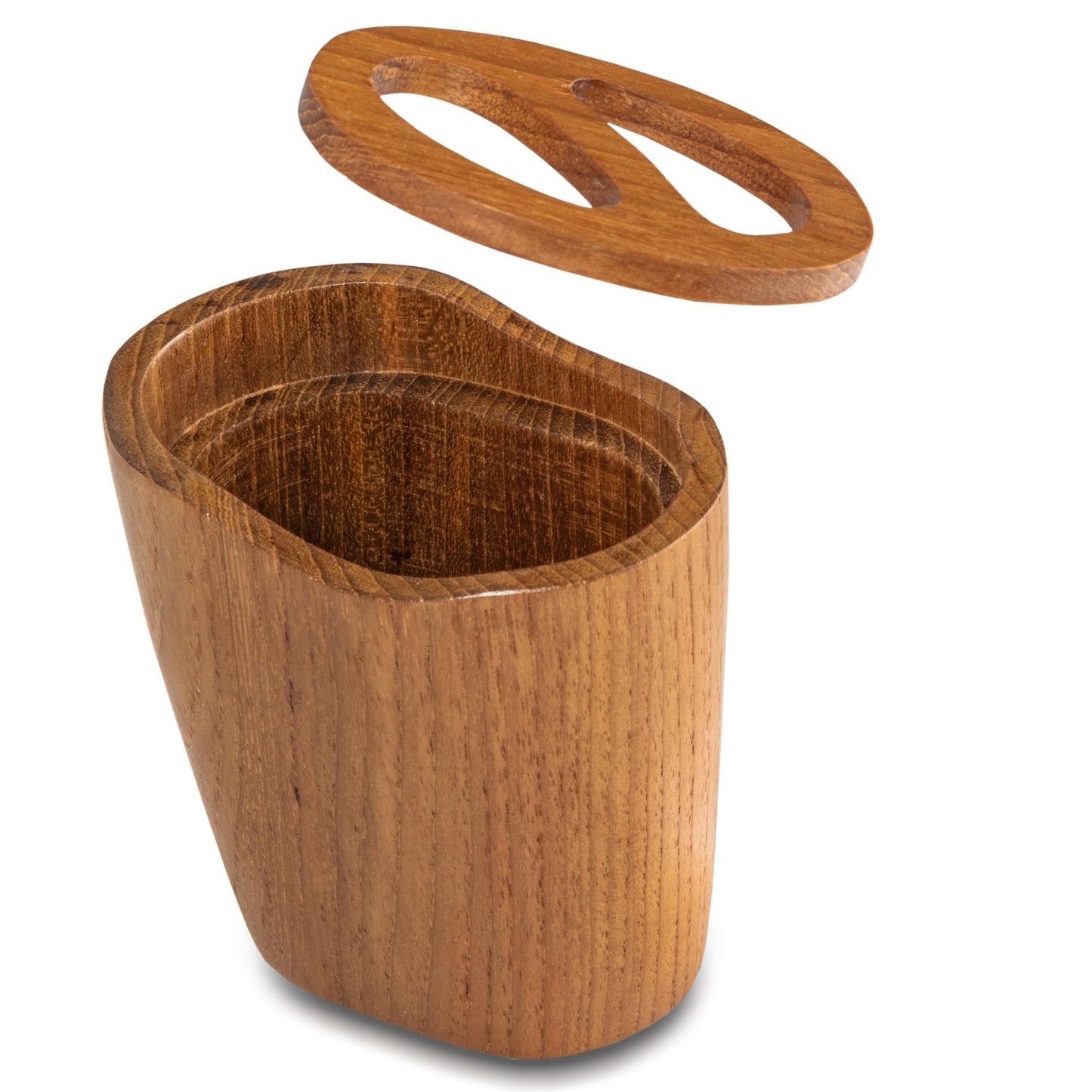 Natural Brown Solid Teak Oval Toothbrush Holder