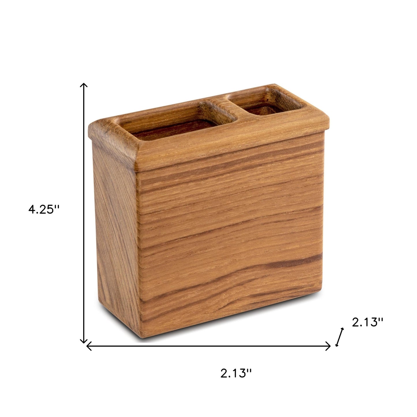 Traditional Solid Teak Rectangular Toothbrush Holder