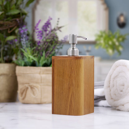 Designer Genuine Teak Soap Dispenser