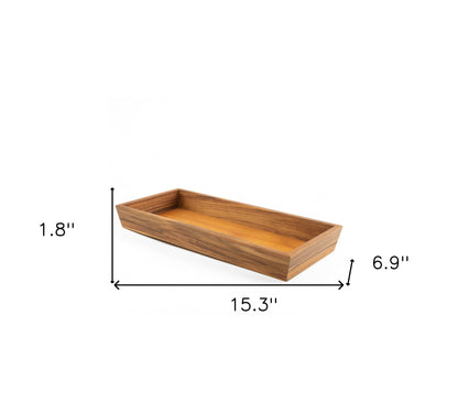 15" Brown Solid Teak Vanity Tray