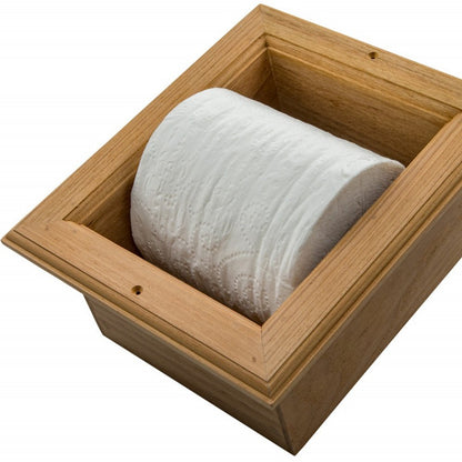 Traditional Solid Teak Recessed Wall Mount Toilet Paper Holder