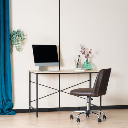 48" Natural and Black Wood and Aluminum Computer Desk