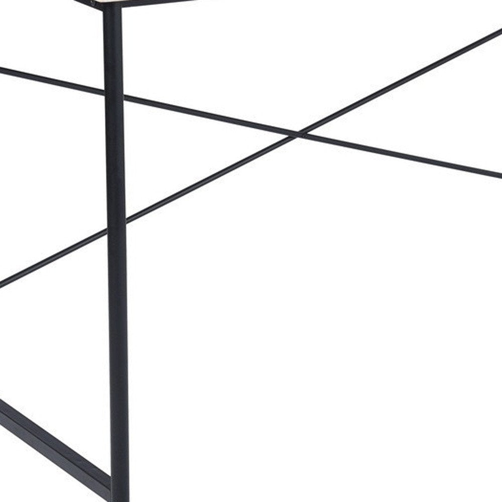 47" Natural and Black Wood and Aluminum Computer Desk