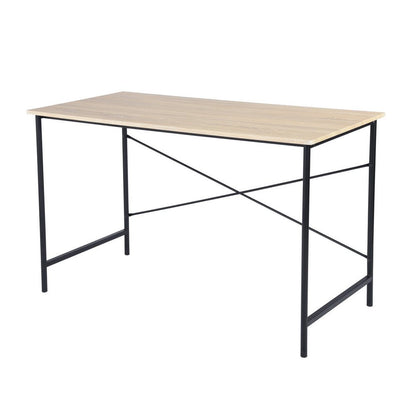 47" Natural and Black Wood and Aluminum Computer Desk