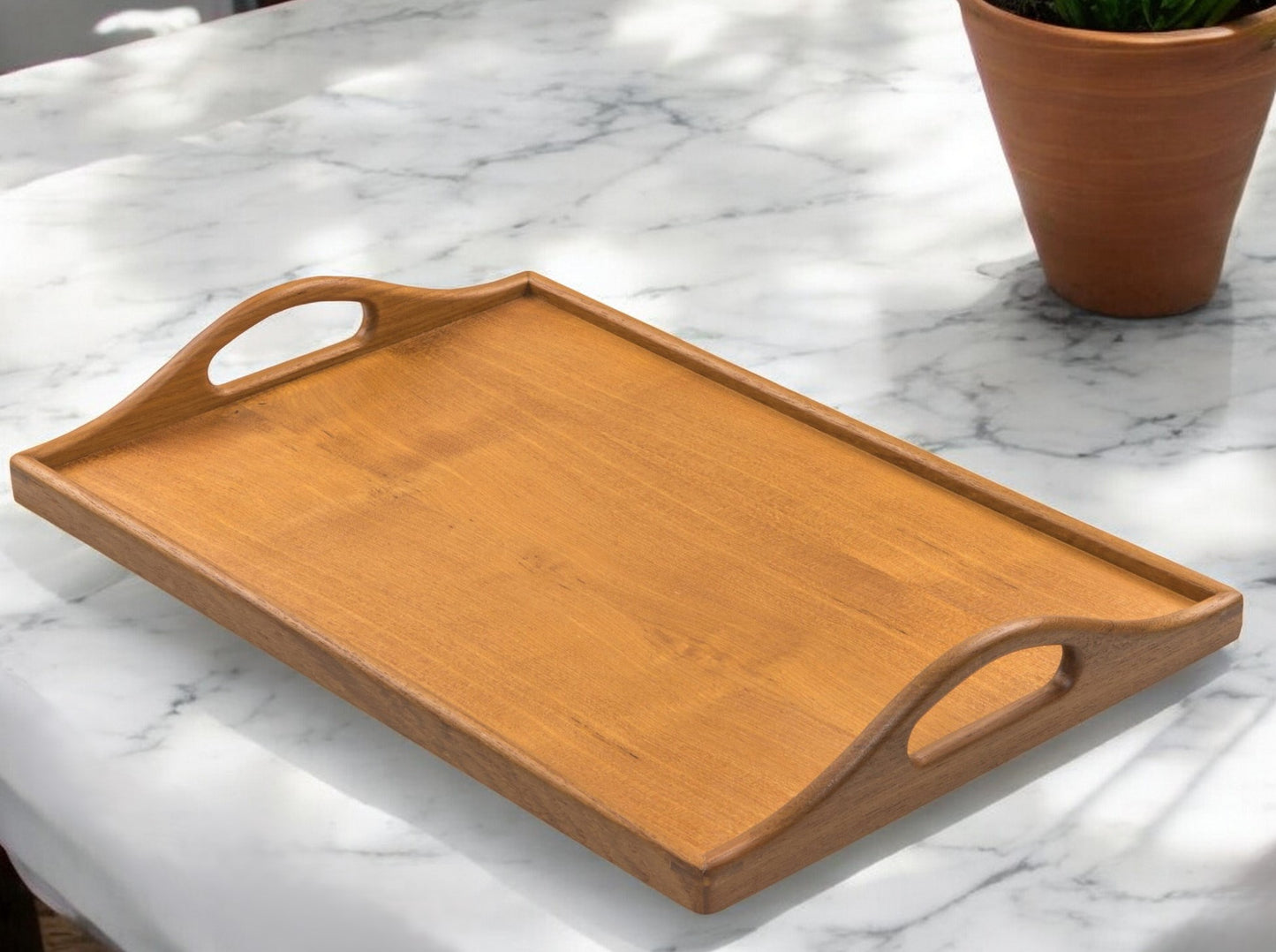 Designer Solid Teak 19" Serving Tray