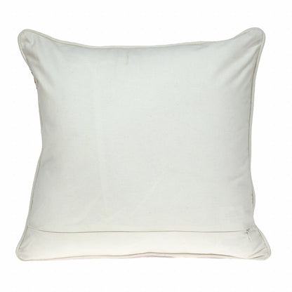 20" Beige and Pink Cotton Throw Pillow