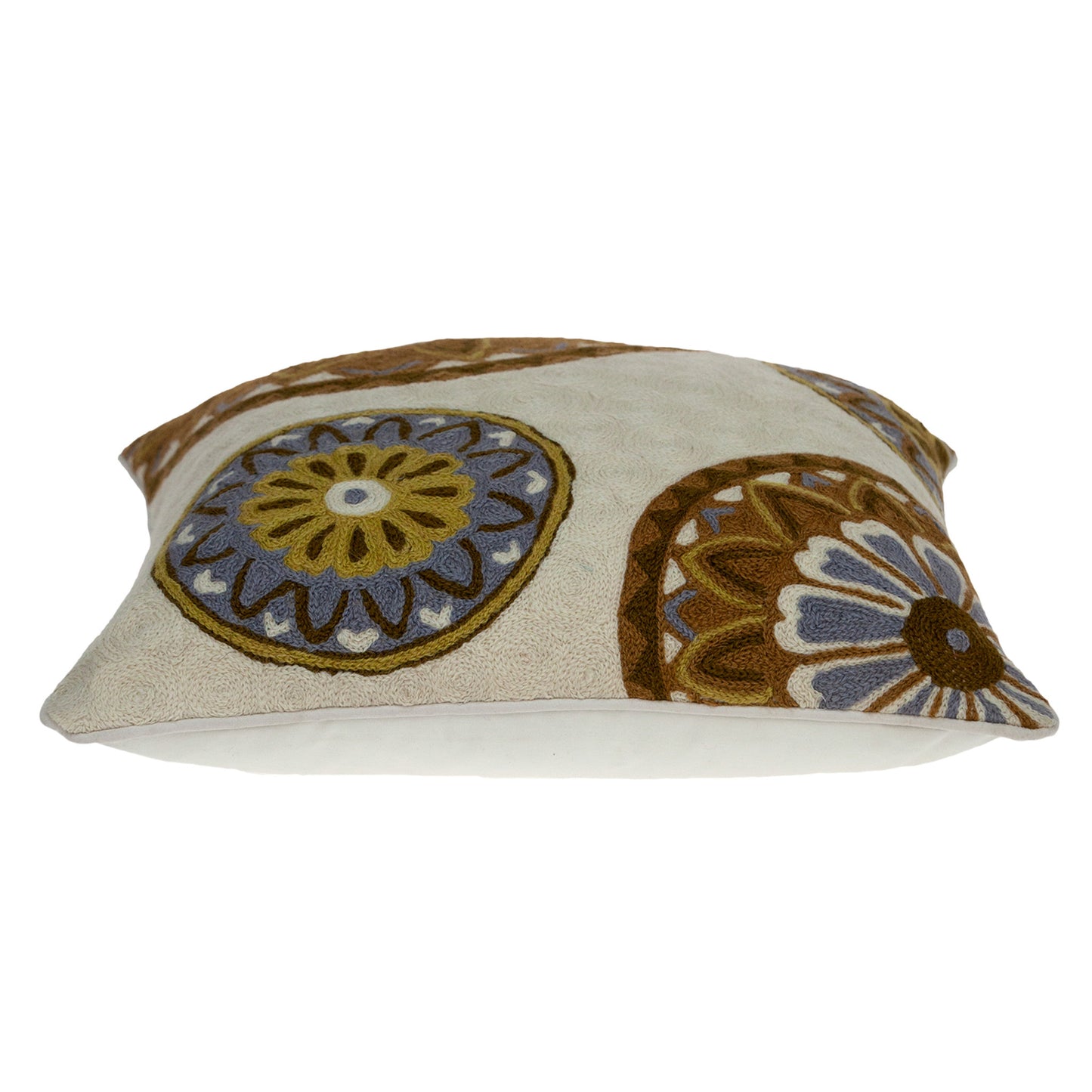 20" Beige and Brown Cotton Throw Pillow