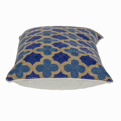 12" X 20" Blue Cotton Throw Pillow