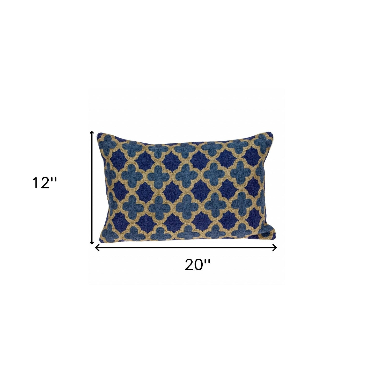 12" X 20" Blue Cotton Throw Pillow