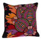 20" Black and Orange Cotton Throw Pillow With Embroidery