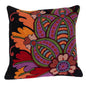 20" Black and Orange Cotton Throw Pillow With Embroidery