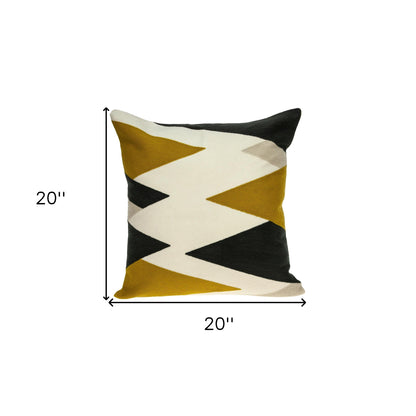 20" White and Black Cotton Throw Pillow