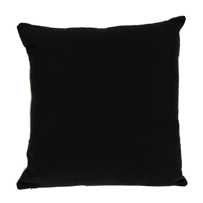 20" Black White And Yellow Cotton Throw Pillow