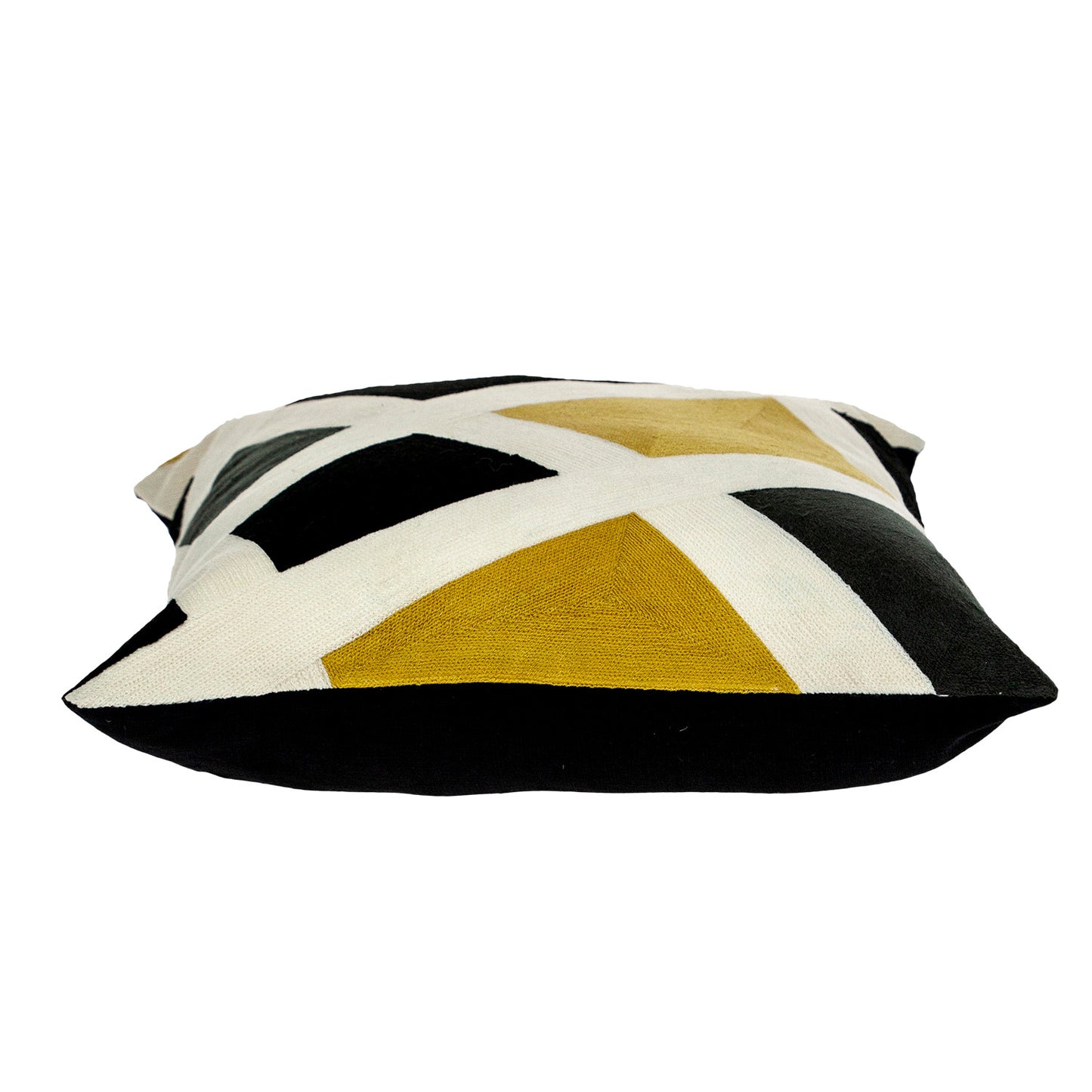 20" Black and Yellow Cotton Throw Pillow