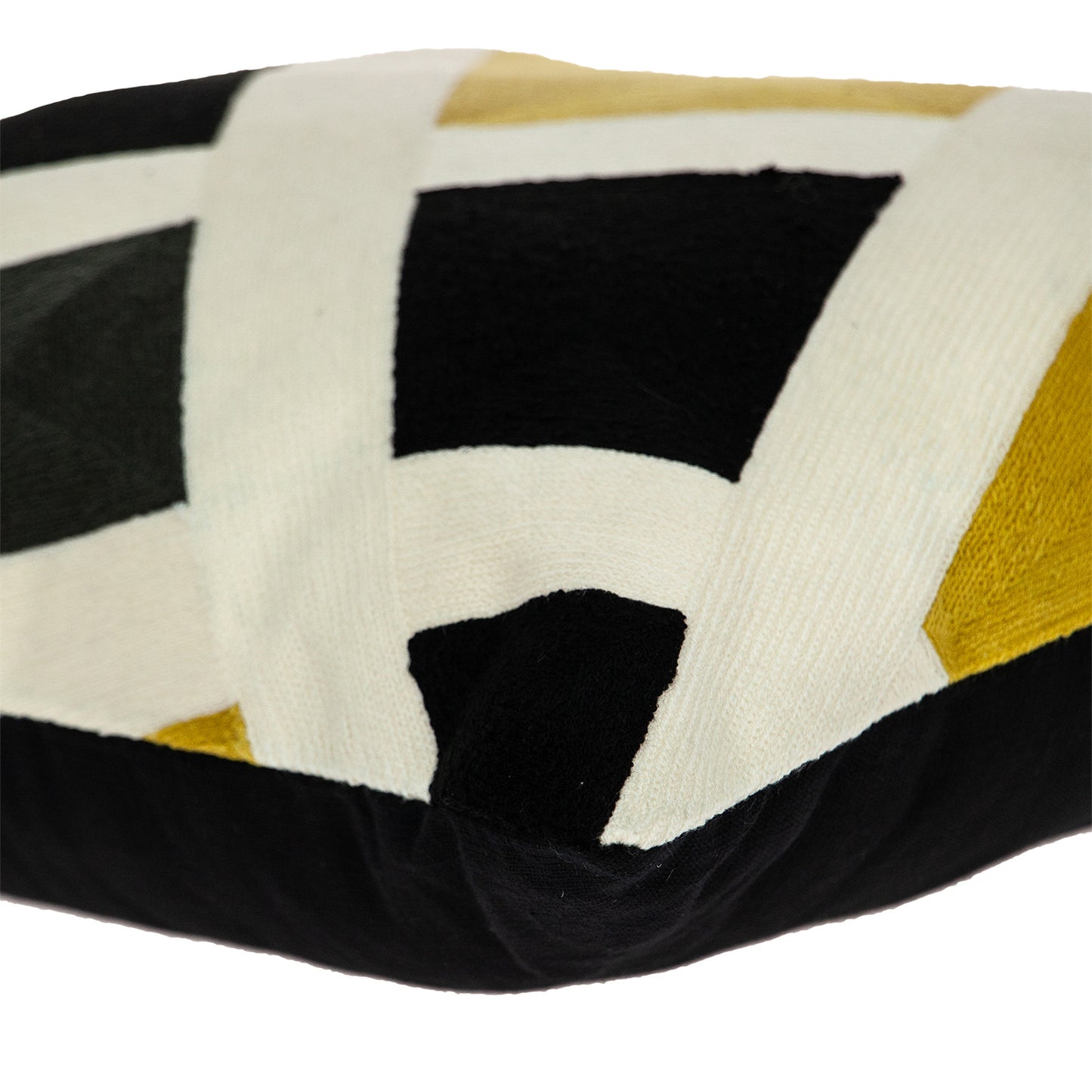 20" Black and Yellow Cotton Throw Pillow