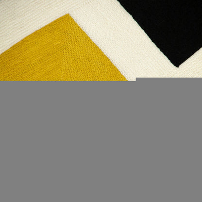 20" Black White And Yellow Cotton Throw Pillow