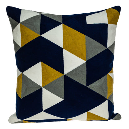 20" Blue and White Cotton Throw Pillow