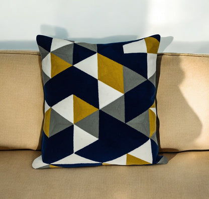 20" Blue and White Cotton Throw Pillow