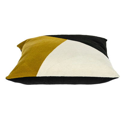 20" Black and Yellow Cotton Throw Pillow