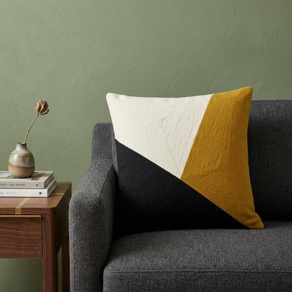 20" Black and Yellow Cotton Throw Pillow