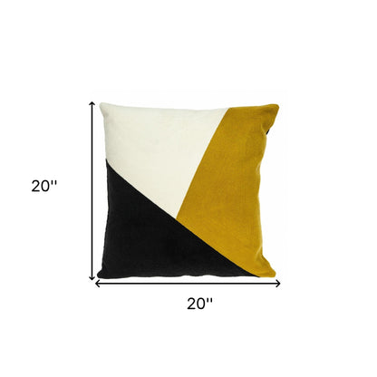 20" Black and Yellow Cotton Throw Pillow