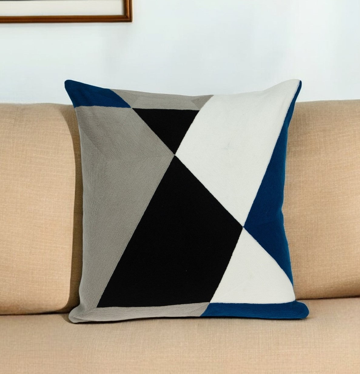 20" Gray and Black Cotton Throw Pillow