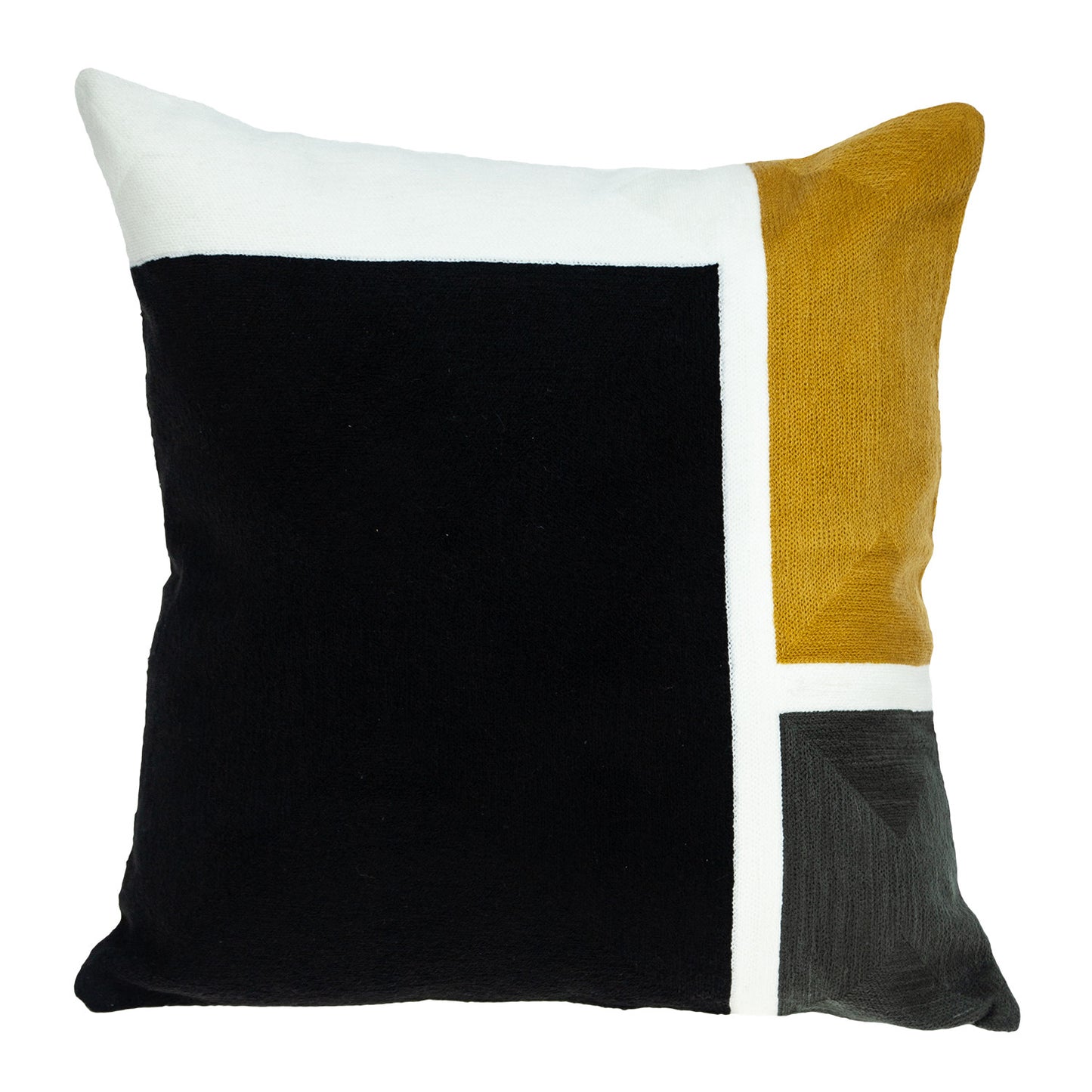 20" Black and Yellow Cotton Throw Pillow