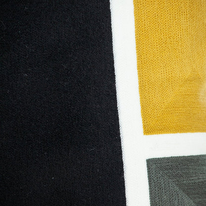 20" Black and Yellow Cotton Throw Pillow