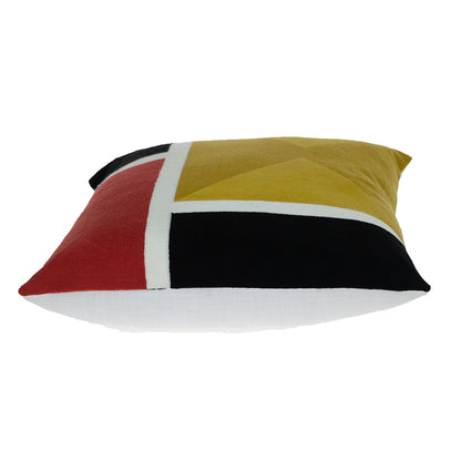 20" Mustard Yellow and Black Cotton Throw Pillow