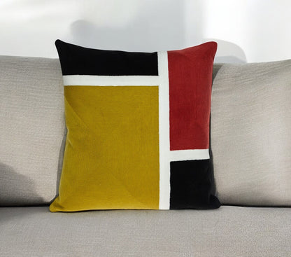 20" Mustard Yellow and Black Cotton Throw Pillow