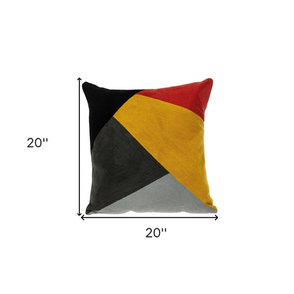 20" Mustard Yellow and Black Cotton Throw Pillow