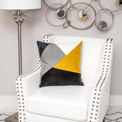 20" Black and Yellow Cotton Throw Pillow