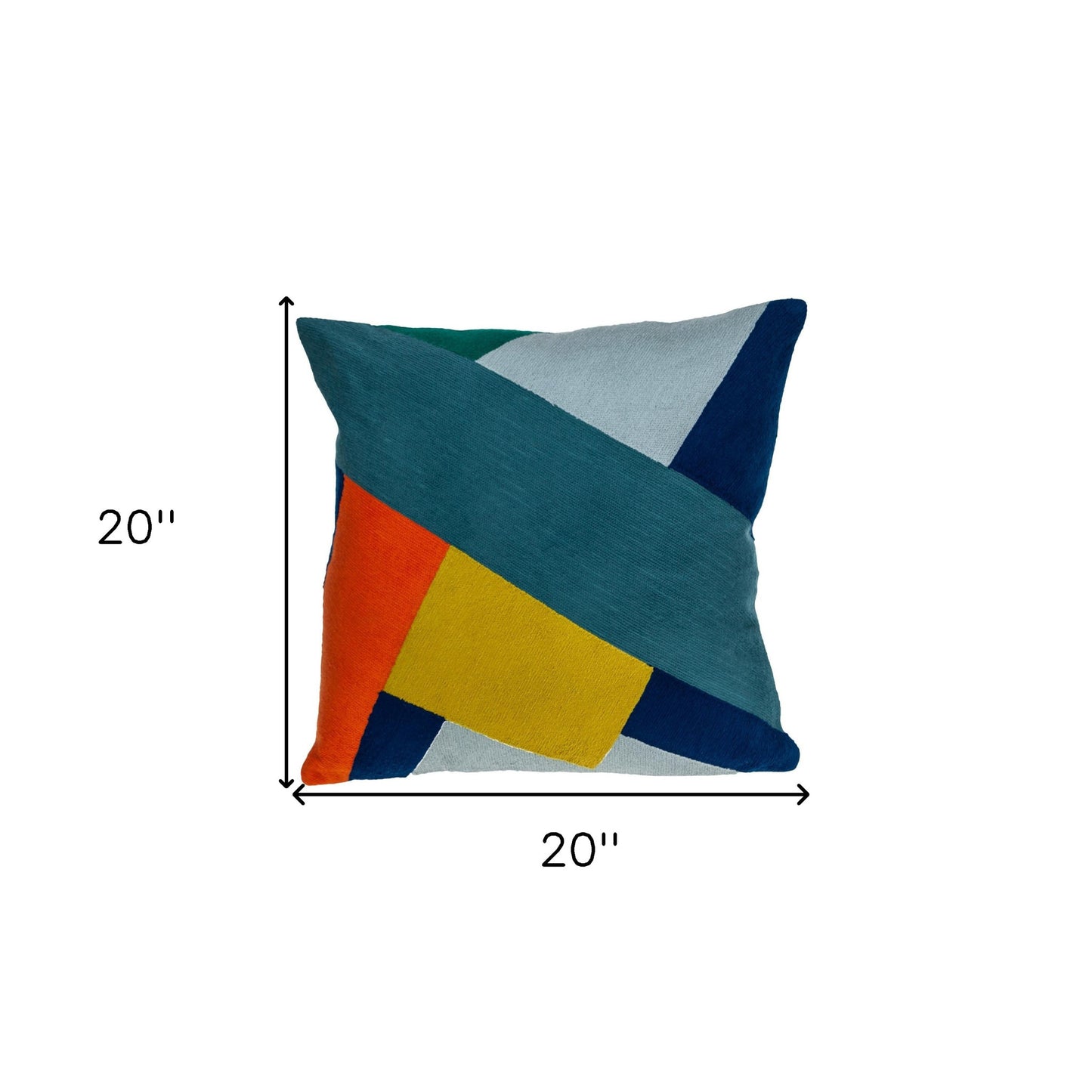 20" Blue and Yellow Geometric Cotton Throw Pillow