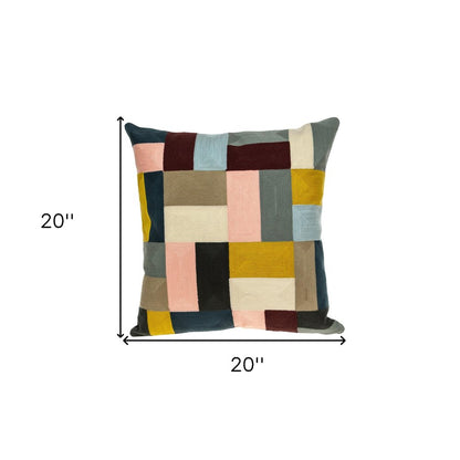 20" Mustard Yellow and Black Cotton Throw Pillow