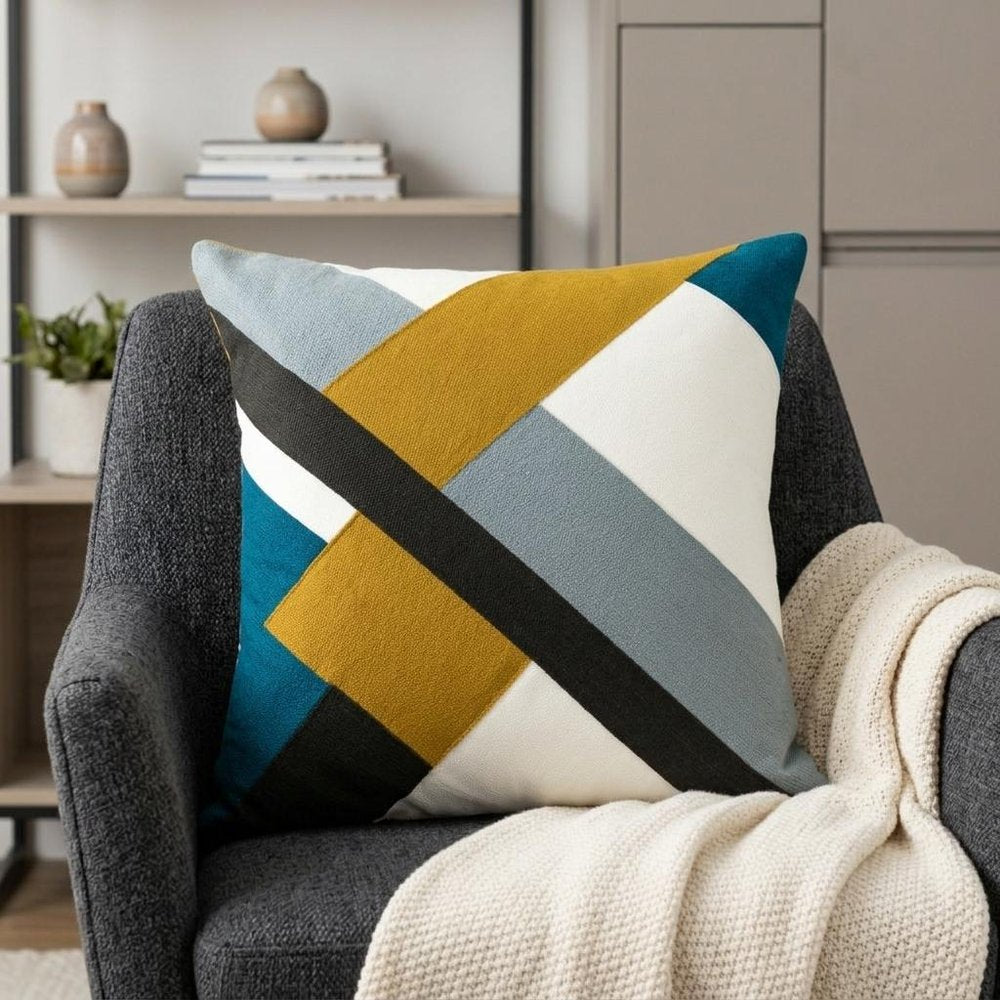 20" Brown and Black Cotton Throw Pillow