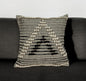 18" Beige and Black Cotton Throw Pillow With Embroidery