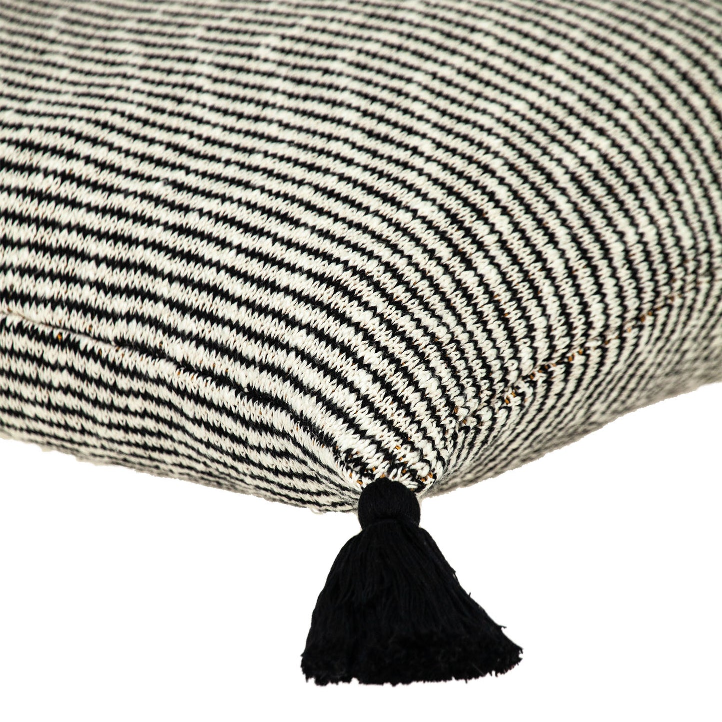 20" x 20" Beige Stripe Pattern Square Accent Throw Pillow with Tassel