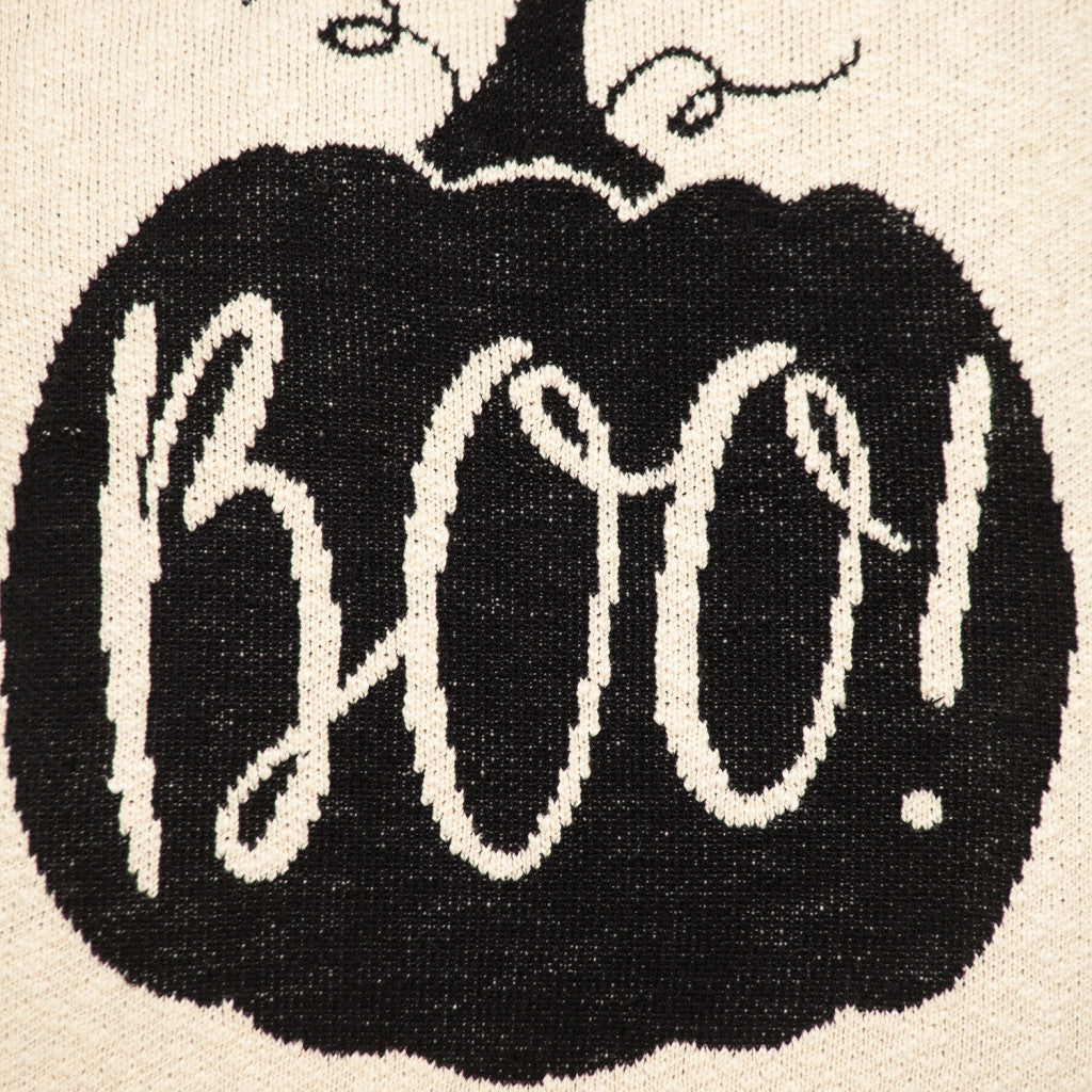 20" x 20" Cream Black Pumpkin Boo Square Accent Throw Pillow