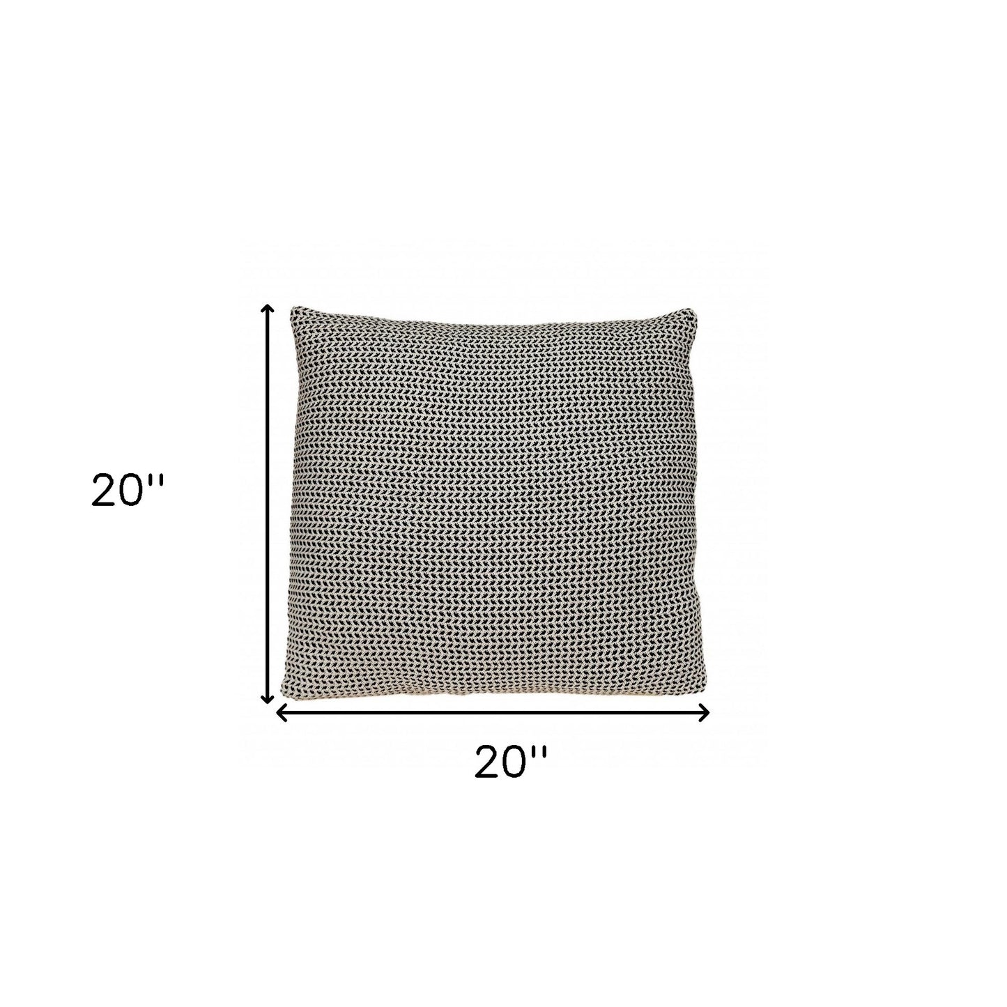 20" x 20" Black and Beige Woven Square Accent Throw Pillow