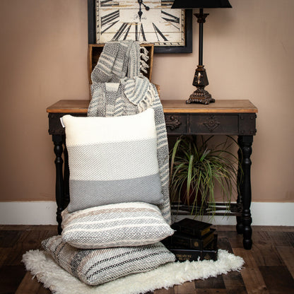 Beige and Taupe Diamond Weave Handloom Throw