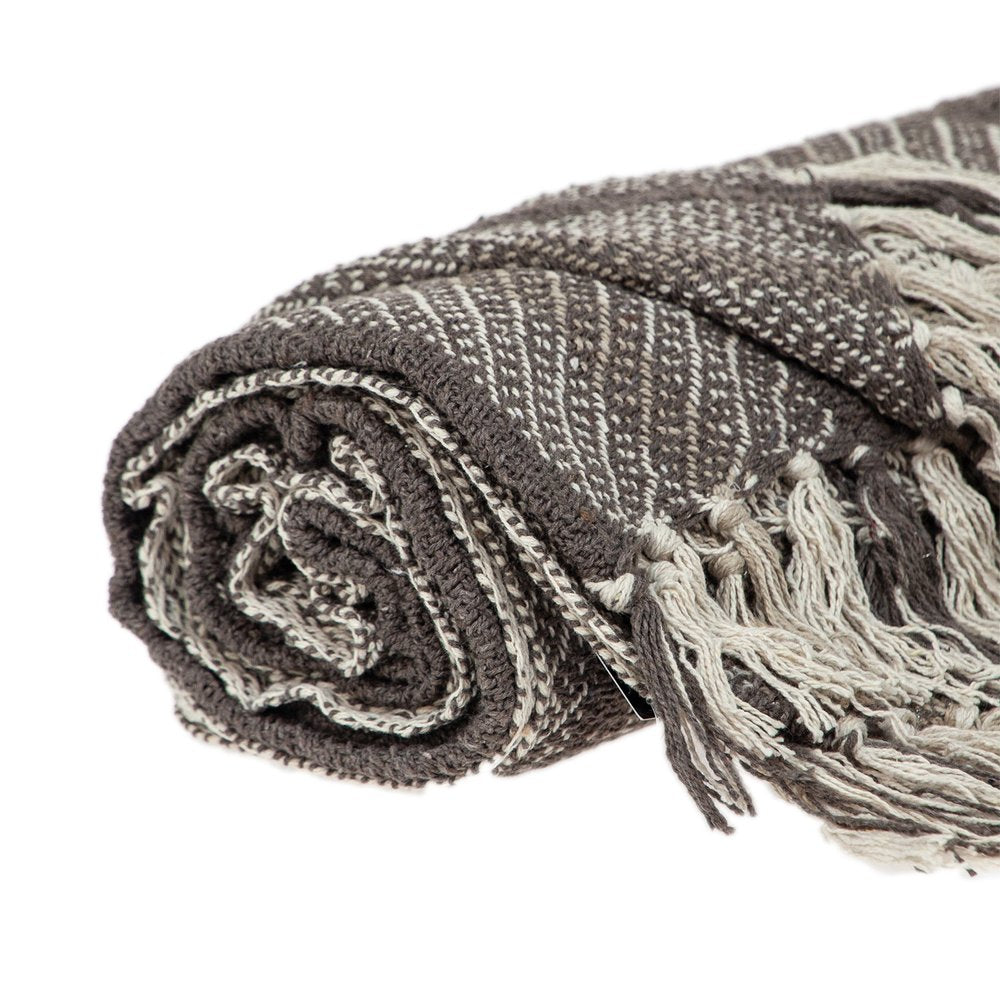 Brown and Taupe Striped Woven Handloom Throw