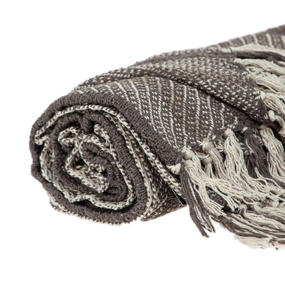 Brown and Taupe Striped Woven Handloom Throw