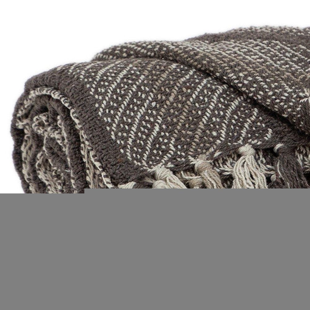 Brown and Taupe Striped Woven Handloom Throw