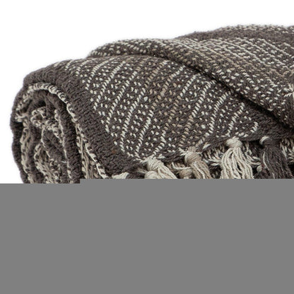 Brown and Taupe Striped Woven Handloom Throw