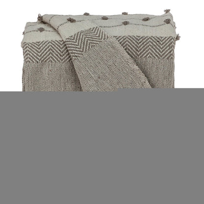 Tufted Beige Fringed Woven Handloom Throw