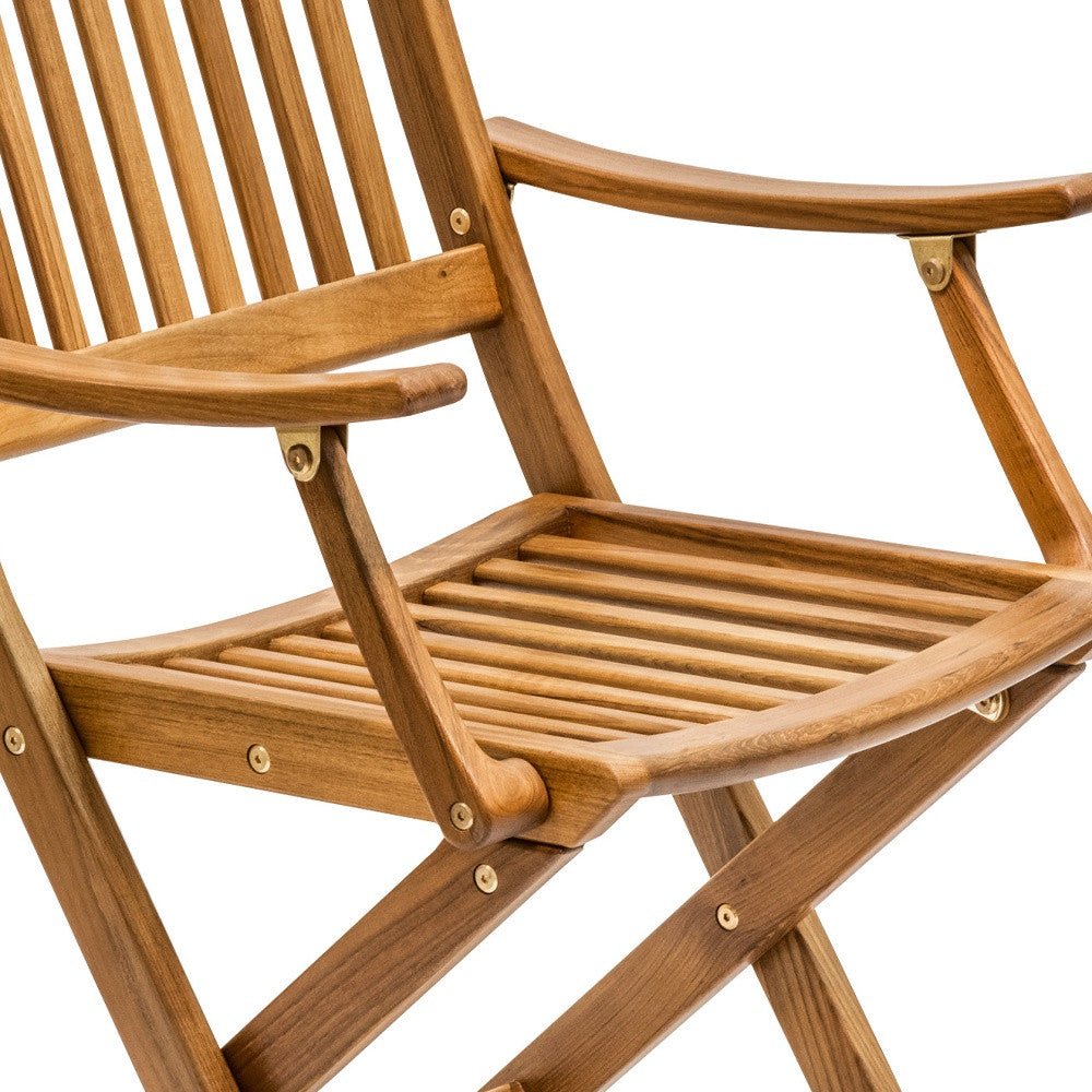 24" Brown Solid Wood Indoor Outdoor Deck Chair